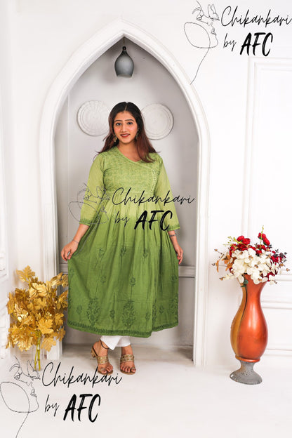 SALMA DOBBY COTTON OMBRE EFFECT ANGRAKHA GOWN
